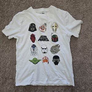 Star Wars Kids White Tee with Iconic Character Graphics